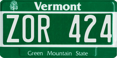 VT license plate ZOR424