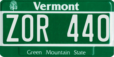 VT license plate ZOR440