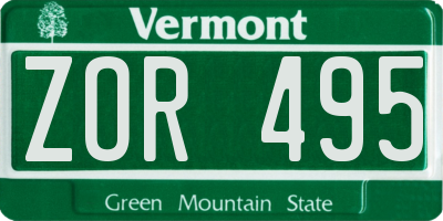 VT license plate ZOR495