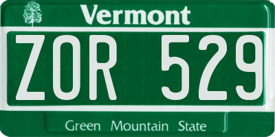 VT license plate ZOR529