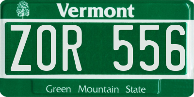 VT license plate ZOR556