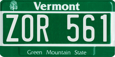 VT license plate ZOR561