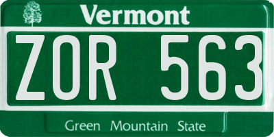 VT license plate ZOR563
