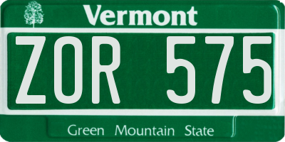 VT license plate ZOR575