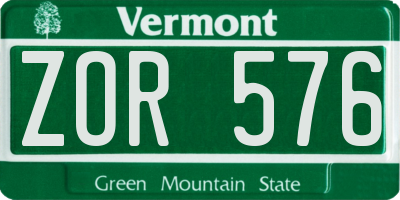 VT license plate ZOR576