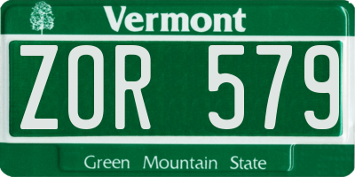 VT license plate ZOR579