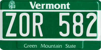 VT license plate ZOR582