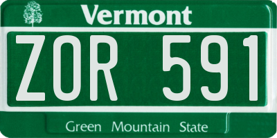 VT license plate ZOR591