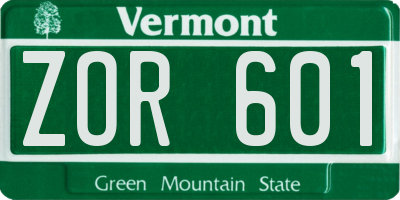 VT license plate ZOR601