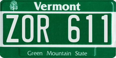 VT license plate ZOR611