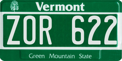 VT license plate ZOR622