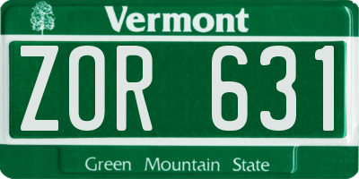 VT license plate ZOR631