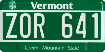 VT license plate ZOR641