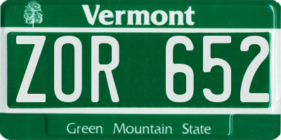 VT license plate ZOR652