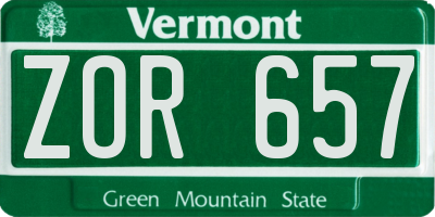 VT license plate ZOR657