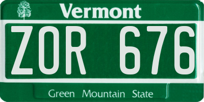 VT license plate ZOR676