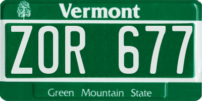 VT license plate ZOR677