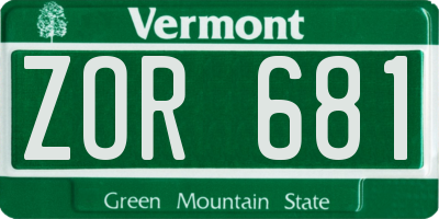VT license plate ZOR681