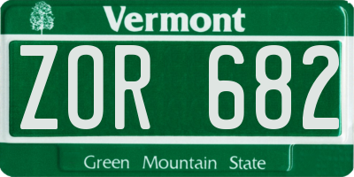 VT license plate ZOR682