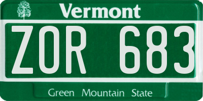 VT license plate ZOR683