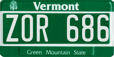 VT license plate ZOR686