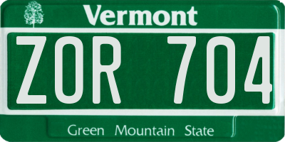 VT license plate ZOR704