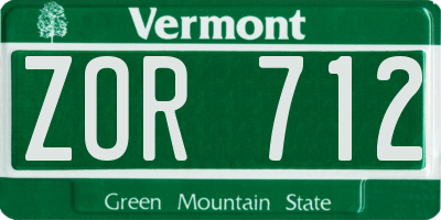 VT license plate ZOR712