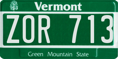 VT license plate ZOR713