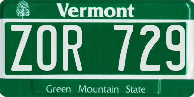 VT license plate ZOR729