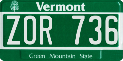 VT license plate ZOR736