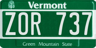 VT license plate ZOR737