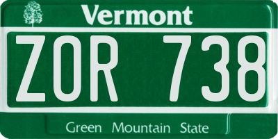 VT license plate ZOR738