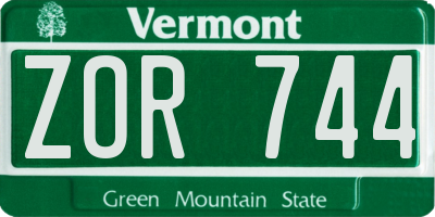 VT license plate ZOR744