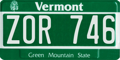 VT license plate ZOR746