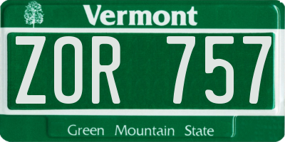 VT license plate ZOR757