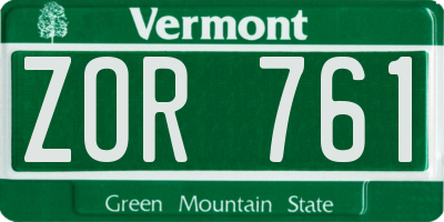 VT license plate ZOR761