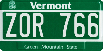 VT license plate ZOR766