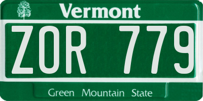 VT license plate ZOR779