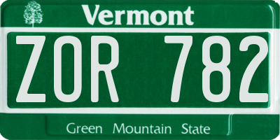 VT license plate ZOR782
