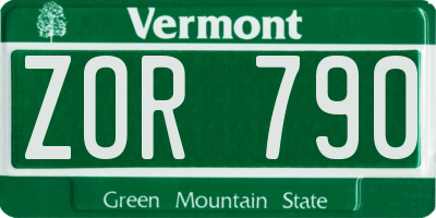 VT license plate ZOR790