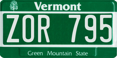 VT license plate ZOR795