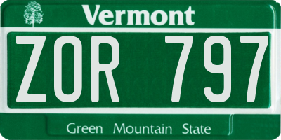 VT license plate ZOR797