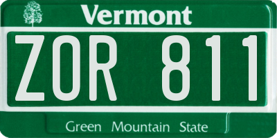 VT license plate ZOR811