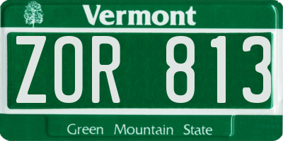 VT license plate ZOR813