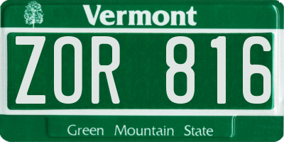 VT license plate ZOR816