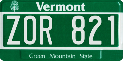 VT license plate ZOR821