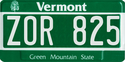 VT license plate ZOR825