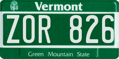 VT license plate ZOR826