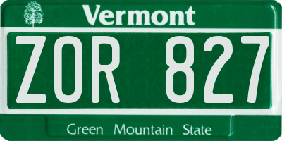 VT license plate ZOR827
