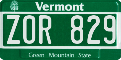 VT license plate ZOR829